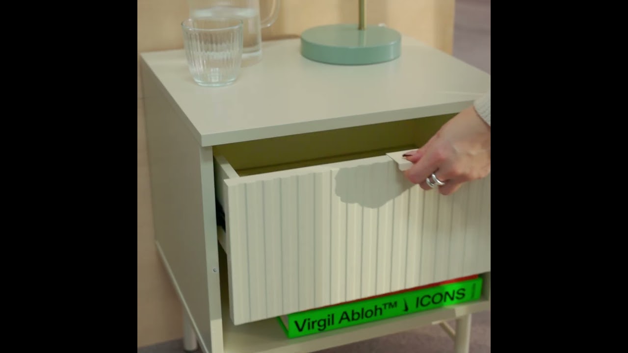 Video Molly - Table de chevet 1 tiroir, 1 niche en bois et m&eacute;tal