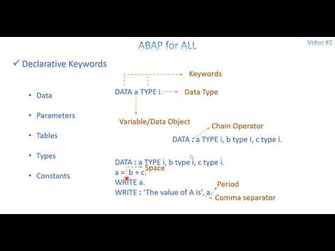 Video 2: ABAP - Data Types, Data & Parameters