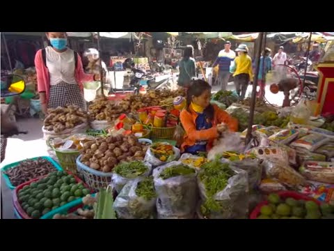 Real Life In Cambodian Market -  Fresh Foods And Khmer Ingredient For Sales In Phnom Penh Market