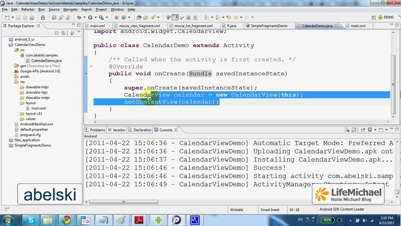 Android 3.0 CalendarView Demo