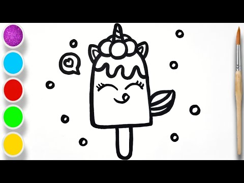 Unicorn Ice cream drawing, Painting and colouring for beginners ll Easy drawing Tutorial
