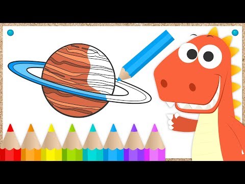 Learn with Eddie How to Color Planets 🌍 Eddie the Dinosaur Learns Solar System Planets