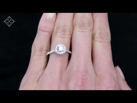 Valerie GIA Diamond Halo Engagement Ring In 18K White Gold - UT72