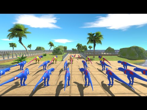 All Colors Race to Eat Terror Water Buffalo - Animal Revolt Battle Simulator