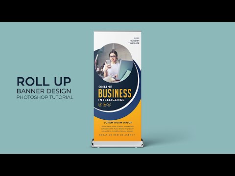 How to Design Corporate Roll Up Banner Photoshop Tutorial Professional Roll Up Vertex Graphic