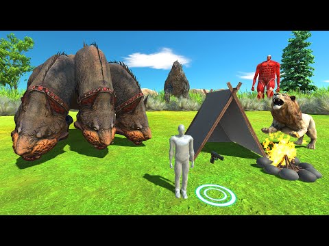 Camping Against Godzilla and Titan - Animal Revolt Battle Simulator