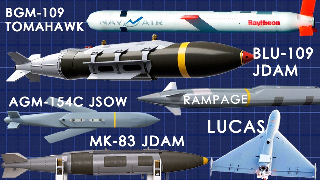⚠️💥 TODAS las BOMBAS y MISILES que EE.UU. e ISRAEL han USADO contra IRÁN 🇺🇸🇮🇱⚔️🇮🇷 (OFENSIVAS)