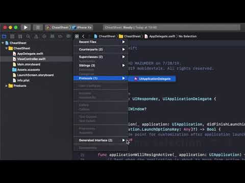 Xcode Shortcuts Inter file navigation