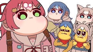 【手描き】☄️「ばか邪魔だなぁ」位置調整が下手くそ過ぎるみこち🌸inぽこピーランド【ホロライブ/さくらみこ/星街すいせい/白上フブキ】