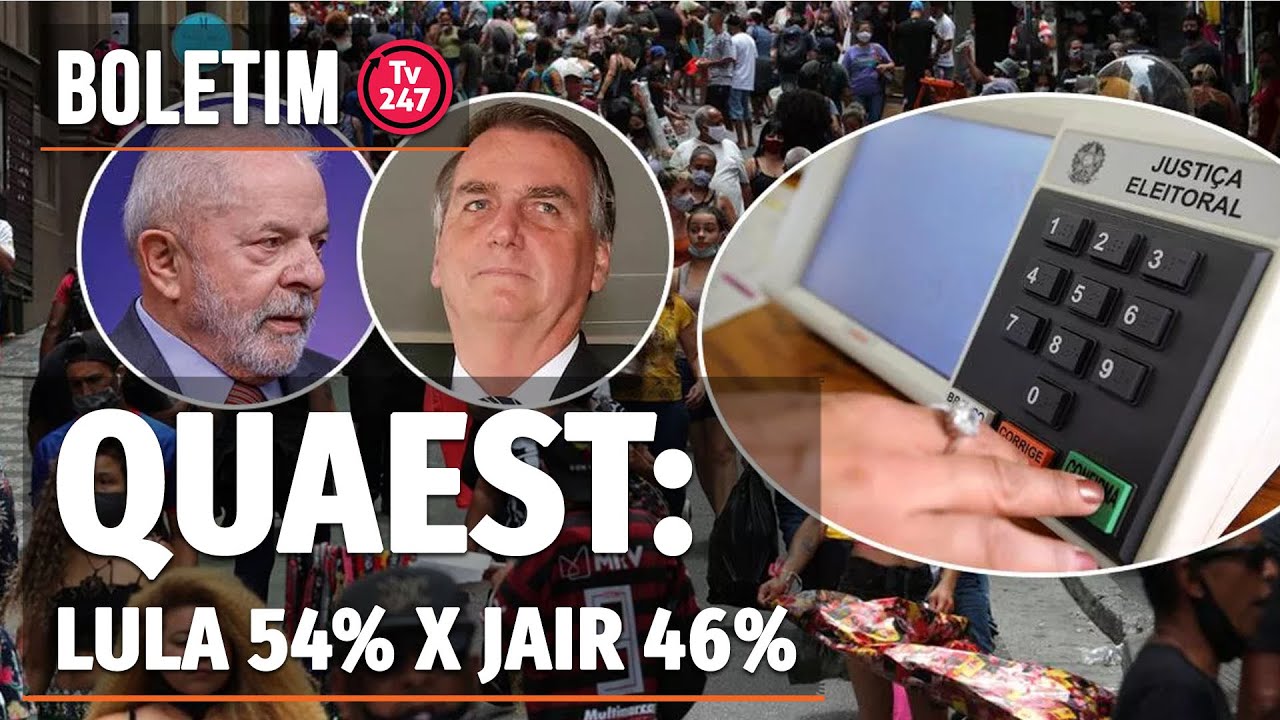 Boletim 247 - Quaest: Lula tem 54% dos votos válidos, contra 46% de Bolsonaro