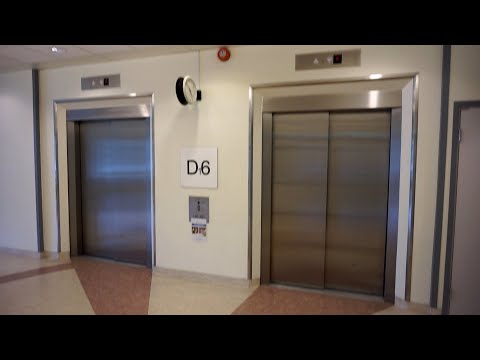 2x original 1990 KONE traction bedsize elevators @ Building D, University Hospital, Tromsø, Norway