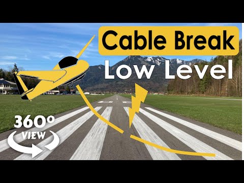 Cable Break at Low Level - Glider Winch Launch - 360º view - 4K