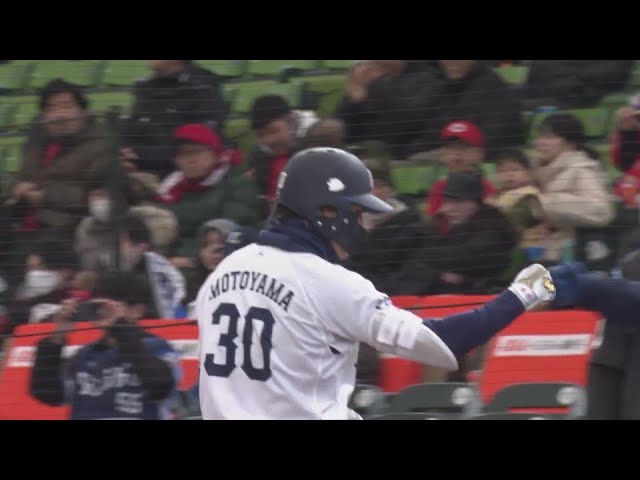 【2回裏】初球打ち!! ライオンズ・元山飛優 ショート頭上を超えるタイムリーヒットで先制!! 2025年3月19日 埼玉西武ライオンズ 対 広島東洋カープ