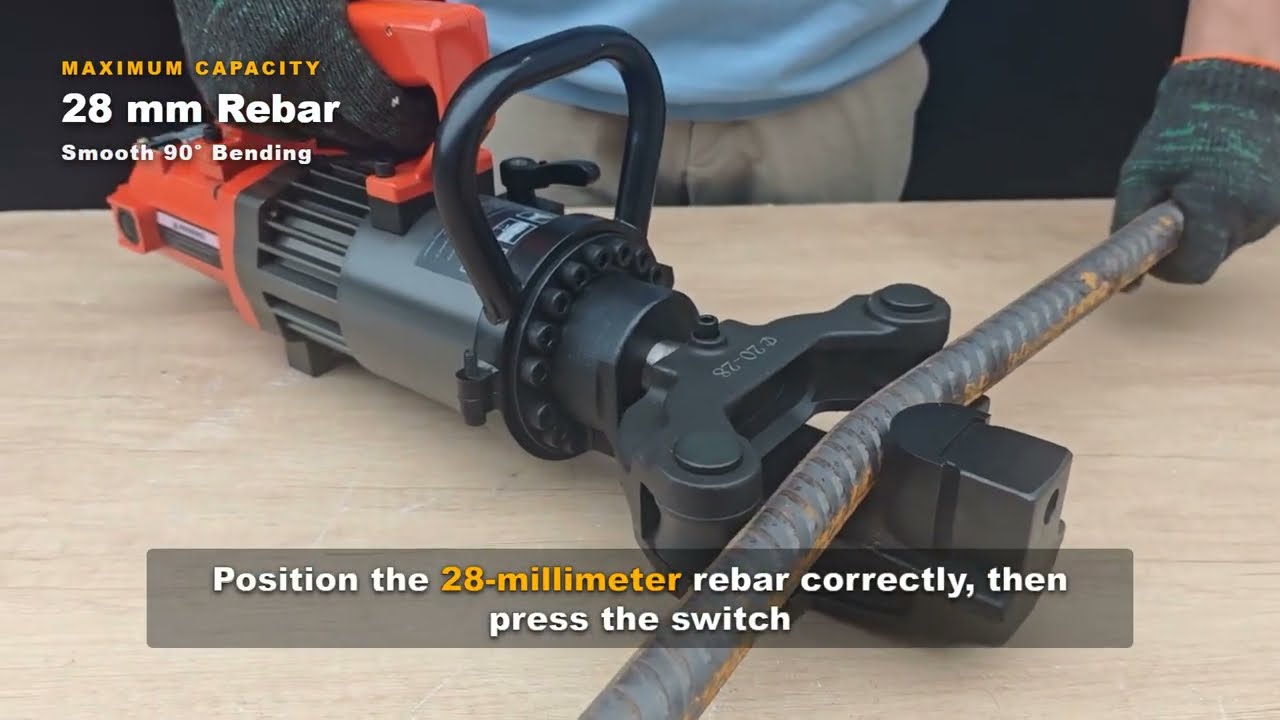 NRB-28 portable electro-hydraulic rebar bender demonstration video