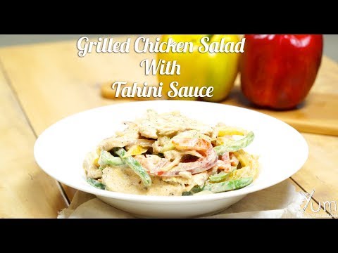 Grilled Chicken Salad With Tahini Sauce | How To Make Grilled Chicken Salad With Tahini Sauce Recipe