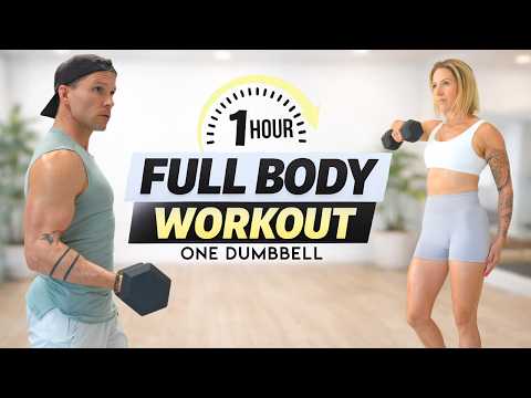 1 Hour FULL BODY WORKOUT | ONE Dumbbell Strength + Muscle