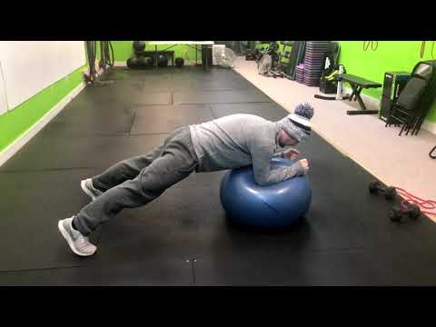 Swiss Ball Plank with Wide Stance