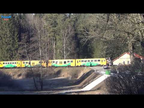 4x motorová jednotka 814 u Pacova na trati 224