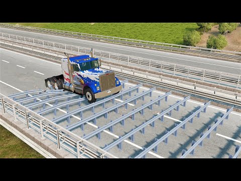 Cars vs Numerous Guardrails - BeamNG.Drive
