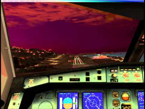 FSX A330 visual landing at LPMI RNW 5 (Madeira) cockpit