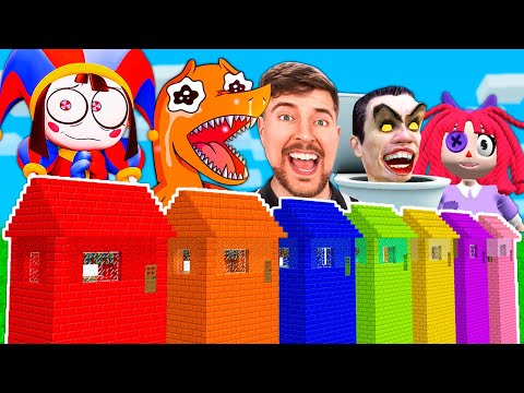 Survive Zombie Attack in Colorful Minecraft Homes