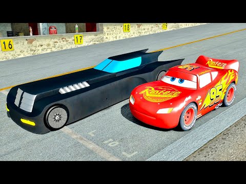Lightning McQueen vs Batmobile DC Comics - Drag Race 20 KM