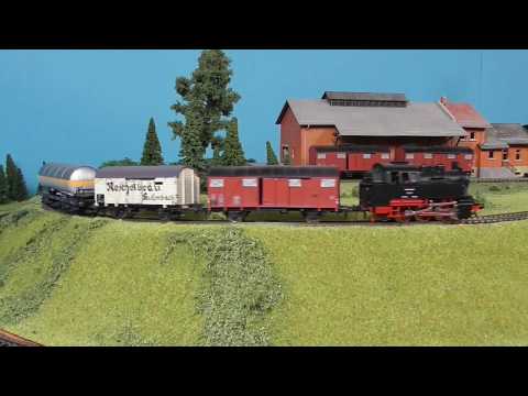 Nostalgie Modellbahn Fleischmann H0 Fahrbetrieb Güterzug mit BR 80