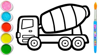 Download lagu Cara Mudah Menggambar, Melukis Truk Pengaduk, Ekskavator dan Crane 🚨🚧🚨 Video Menggambar Anak #371 mp3