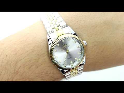 Unboxing XLORDX Herren Armbanduhr Analog Quarz Strass Silber Gold Uhr mit Edelstahl Armband