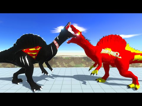5x BLACK SUPERMAN SPINO vs 4x SHAZAM SPINO vs 3x HULK T-REX - Animal Revolt Battle Simulator