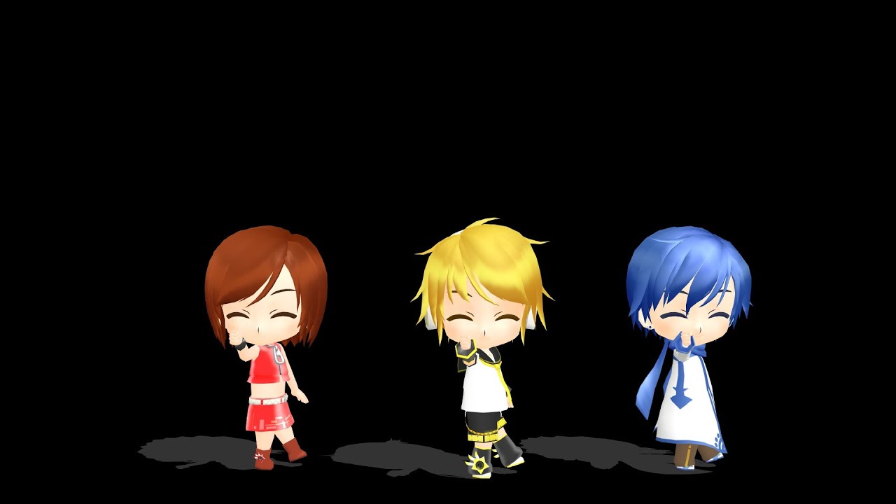 Chibi Len- Ievan Polkka- (feat Meiko and Kaito)- MMD