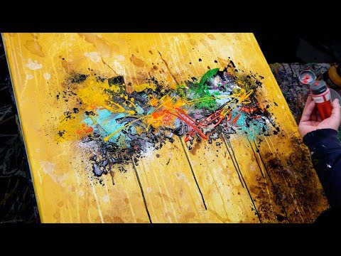 Abstract Painting Demo Acrylics using brush, knife, water - Inula - John Beckley