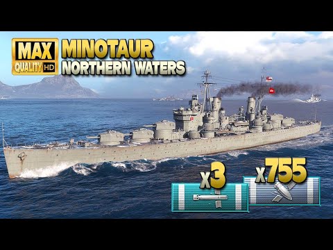 Cruiser Minotaur: Thriller on map Northern Waters - World of Warships