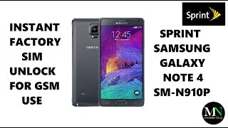 SIM Unlock Sprint Samsung Galaxy Note 4 SM-N910P For All GSM Carriers!