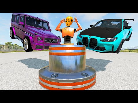 BeamNG Drive ▶️ Bollard Crushes Cars #2 | Funny car crashes