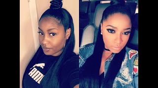 Toya Wright Half up Half Down Twisted Top Knot Quick Weave