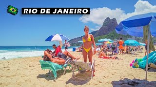 Walking on a Rio de Janeiro Beach — A Typical Day, Only Locals, No Tourists — Leblon Beach 【 4K 】