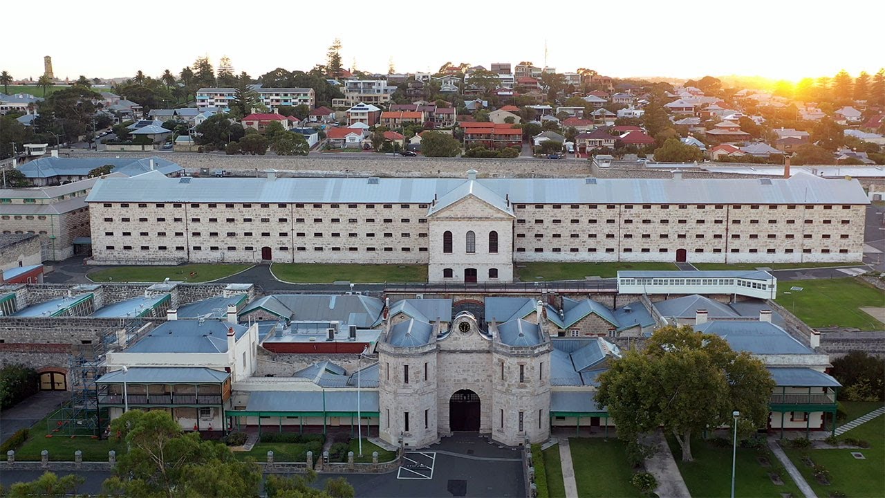 Behold the captivating aerial vistas of Fremantle Prison.