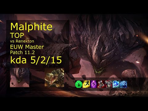 Malphite Top vs Renekton - EUW Master 5/2/15 Patch 11.2 Gameplay