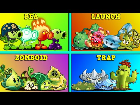 Random 4 Team Plants PEA x LAUNCH x ZOMBOID x TRAP - Who Will Win? - PvZ 2 Team Plants Battlez
