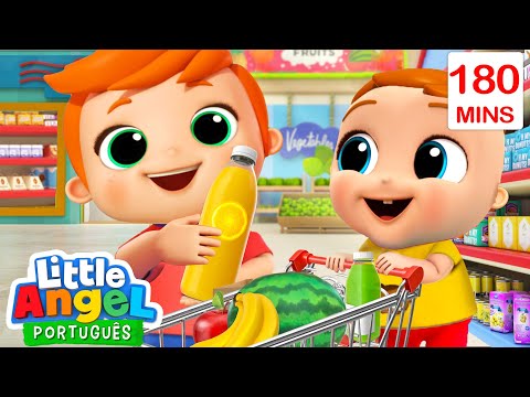 🛒 O Joãozinho Passa o Dia no Mercado! 🛒 | 3 HORAS DE LITTLE ANGEL! | Músicas Infantis em Português