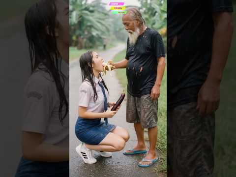 eating delicious banana! heavy rain in village life #rainyday #fyp #heavyrain