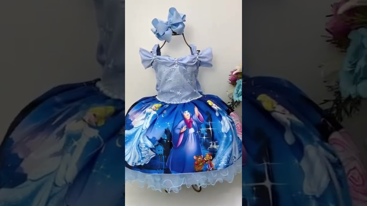 Vestido Infantil Princesa Cinderela Azul C/ Renda Luxo Festa