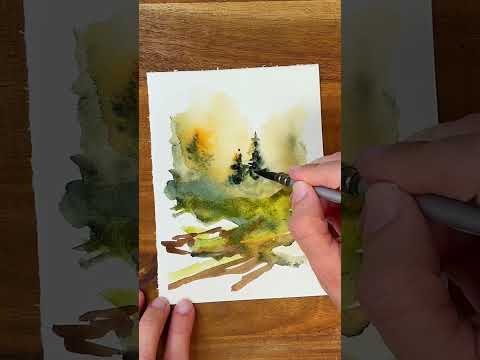 A tiny forest scene in watercolour #watercolor #art #landscapepainting