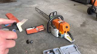 Dremel chainsaw sharpener setup and use