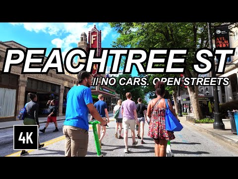 Peachtree Street Walking Tour 2025 | Car-Free Atlanta Streets Alive 2025 4K