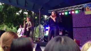Jessica Mauboy at Roma St Parklands singing &#39;what a man&#39; from &#39;The Sapphires&#39; movie