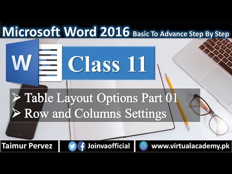 Microsoft Word | Table Layout Options Part 01 | Row and Columns settings 11