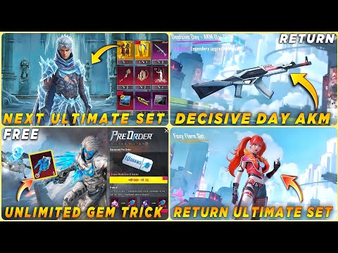 🔴 NEXT ULTIMATE SET | UNLIMITED FREE GEM TRICK | DECISIVE DAY AKM RETURN | RETURN ULTIMATE SET BGMI🤩