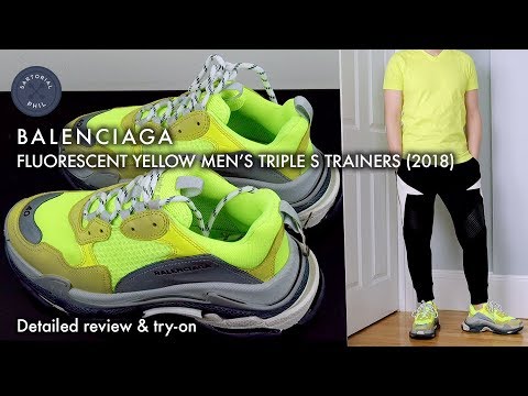 Men s Triple S Trainer Light Grey Neon from Balenciaga